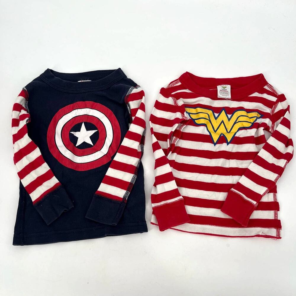Hanna Andersson 2T Pajama Top Bundle Captain America Wonder Woman